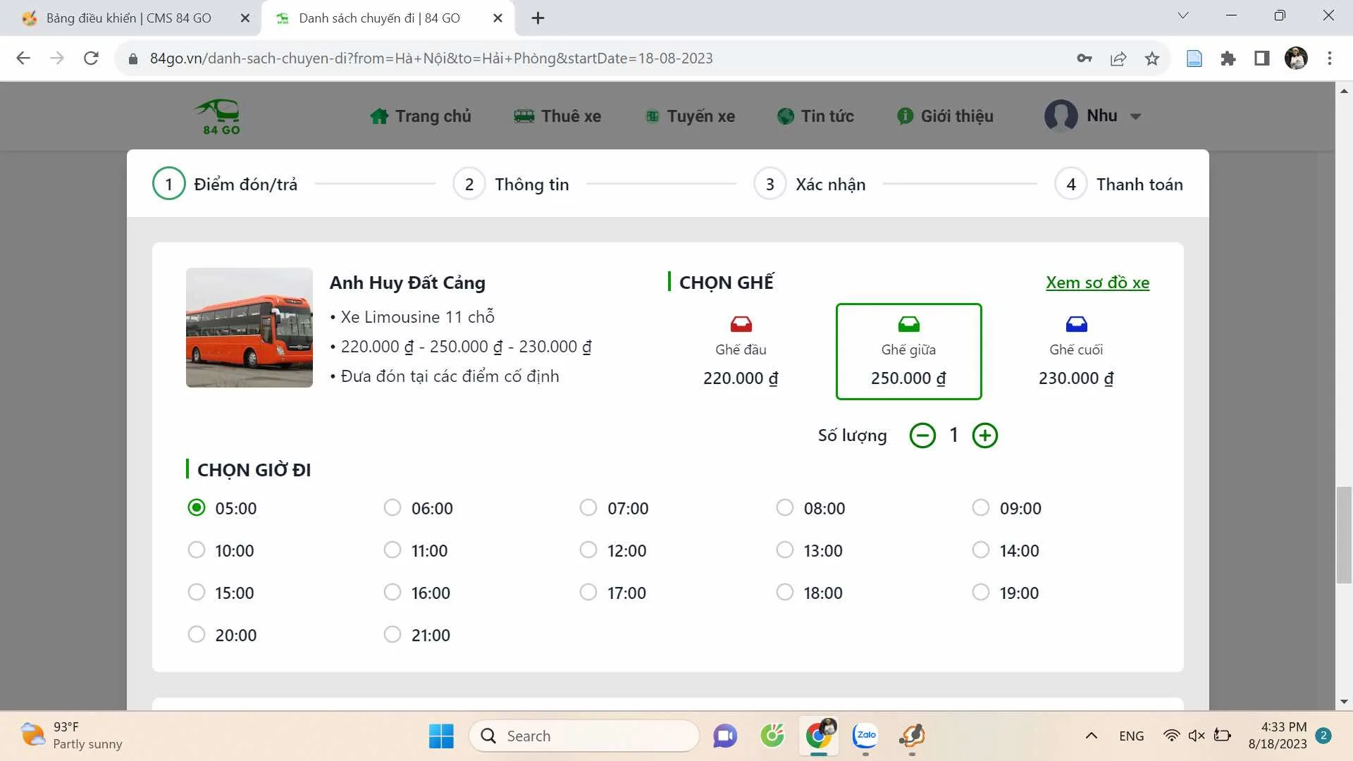 84. GO - Đặt vé xe